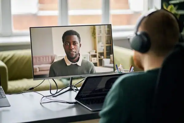 Man attending online mediation Leicestershire MIAMS session
